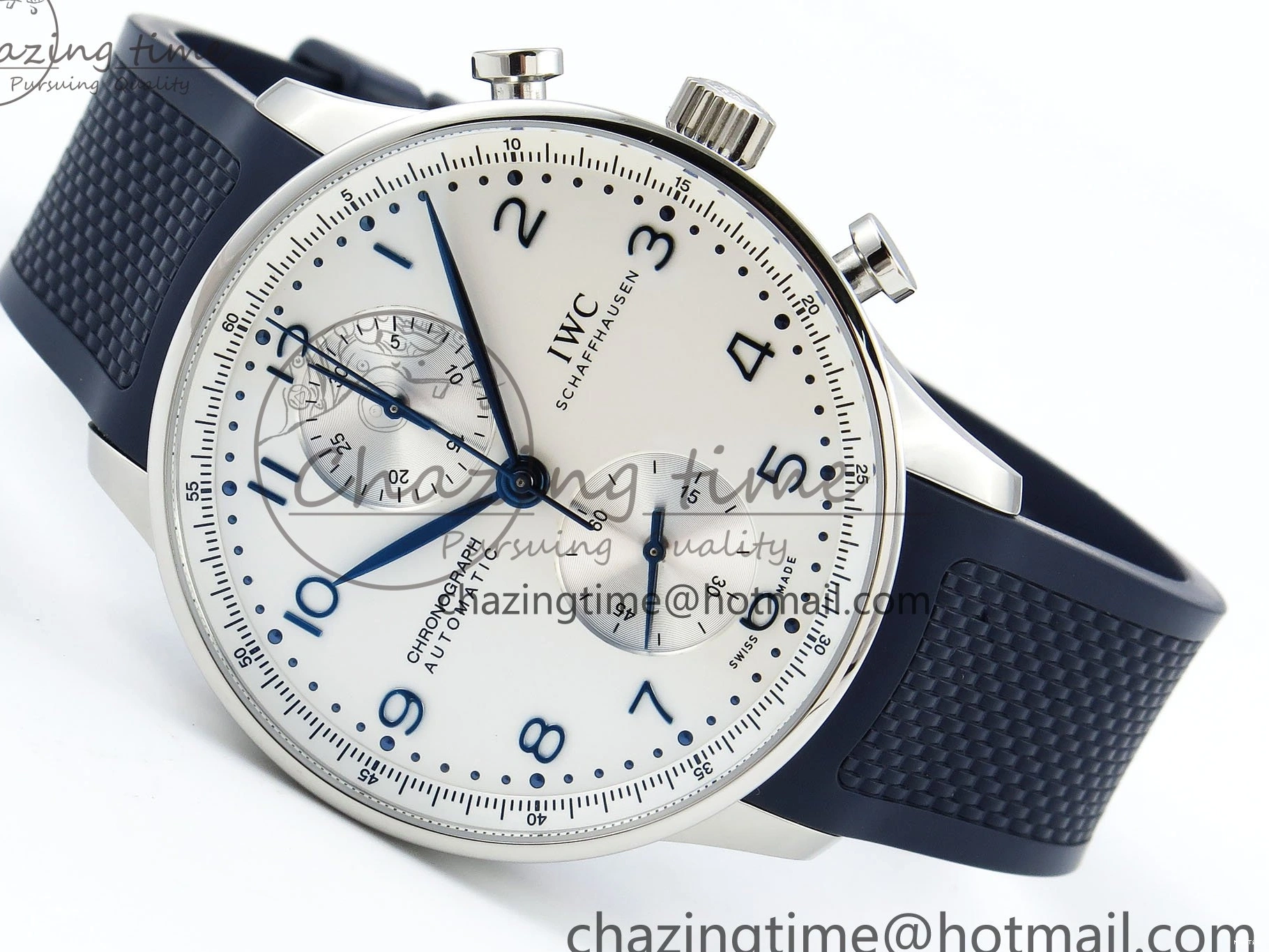 MIROTIME 0103 Casual Portuguese Chrono IW3716 Z+F 1:1 Best Edition White Dial on Blue Rubber Strap A 7016